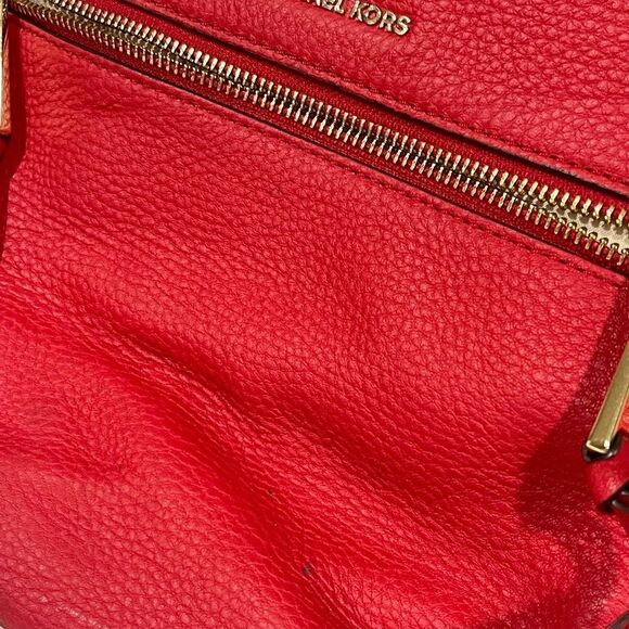 Authentic Michael Kors Rhea Medium Backpack Purse Red - Picture 2 of 11